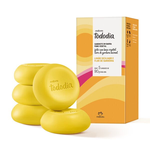 Natura Tododia Sabonete em Barra Puro Vegetal Limão Siciliano e Flor de Gardênia 450g