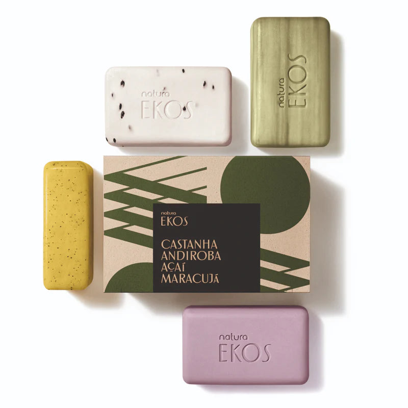 Natura - Ekos - Castanha-andiroba-açaí-maracujá - Kit Sabonetes cremosos e esfoliantes em Barra